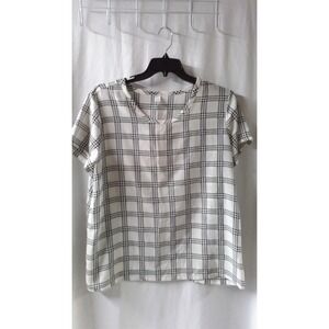 Old Navy Women's‎ XL Black/Cream Plaid Short Sleeved Top